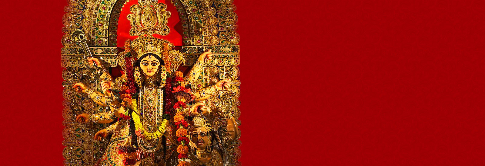 Durga puja with text